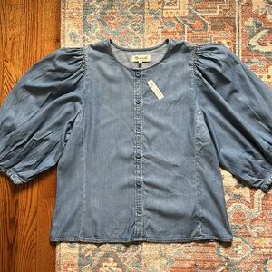 Madewell Denim Puff Sleeve Blouse